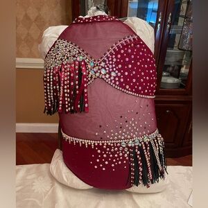 Dance Costume Semi Custom Bryn•Lavinia Base size Adult L, Burgundy